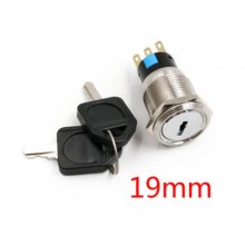 19mm Waterproof Stainless Steel Lock Key Knob Rotary Switch 5A 250V Changeover Power Switch ON OFF 2 Positions