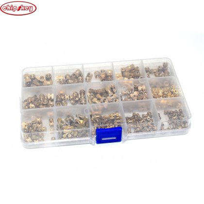 370Pcs 4 Values M2 M3 M4 M5 Female Thread Knurled Nuts Brass Threaded Insert Embedment Nuts Hydraulic Welded Joint Injection Molding Assortment Kit Perfect for 3D Printing Injection Molding