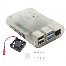 clear ABS Case for Raspberry Pi 4, with Cooling Fan, screwdriver and heatsink