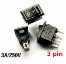 250V 3A 3-Pin ON/OFF Mini Rocker Switch, 13x9mm