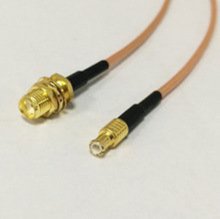 RF cable assembly SMA female bulkhead to MCX male RG316 15cm 6 inch