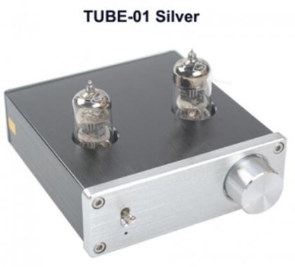 TUBE-01 Mini Tube Preamp Tube Amplifier HIFI Preamplifier Treble Bass Adjustment With DC12V Power Plug / Silver
