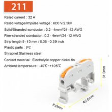 Grey 211 Quick Wire Connector 211 Din Rail Type Press Terminal Instead Of UK2.5B Compact Splicing Conductor Cable Terminal Block SPL