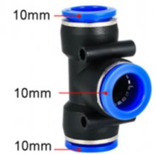 PE-10 Pneumatic Fittings Fitting Plastic T Type 3-way For 10mm Tee Tube Quick Connector Slip Lock