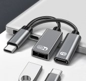 Type c one-to-two USB female data cable/charging interface extender/connecting mouse and keyboard U-disk hard disk accessories/GO2 Microsoft GO3/2-in-1 tablet Surface