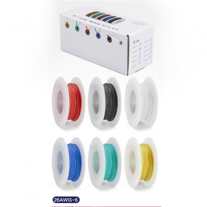 wire 26 AWG silicone 6-colors Box