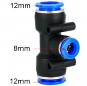 PEG 12-8 Pneumatic Fittings Fitting Plastic T Type 3-way For 8mm 12mm Tee Tube Quick Connector Slip Lock