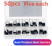 50pcs 10 Types Mosfet Transistors Assortment Kit IRF640 IRF740 IRF830 IRF840 IRF530 IRF630 IRF820 IRFZ44 IRF9540 IRF3205 Series