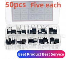 50pcs 10 Types Mosfet Transistors Assortment Kit IRF640 IRF740 IRF830 IRF840 IRF530 IRF630 IRF820 IRFZ44 IRF9540 IRF3205 Series