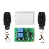 DC 12V 2 Channel Learning Code Relay Receiver + Professional Wireless Remote Control Transmitter 433MHz with White Case