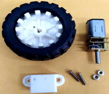 N2 Gear Motor with 43mm rubber wheel and mounting accessories