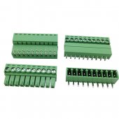 Pitch 3.5/3.81mm Angle 8way/pin Screw Terminal Block Connector w/ Angle Pin Green Color Pluggable Type Skywalking
