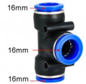 PE-16 Pneumatic Fittings Fitting Plastic T Type 3-way For 16mm Tee Tube Quick Connector Slip Lock