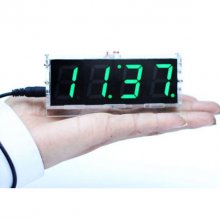 Green 51 single-chip digital clock display kit light control, 1 inch LED digital tube electronic clock, DIY parts with shell