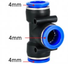 PE-4 Pneumatic Fittings Fitting Plastic T Type 3-way For 4mm Tee Tube Quick Connector Slip Lock