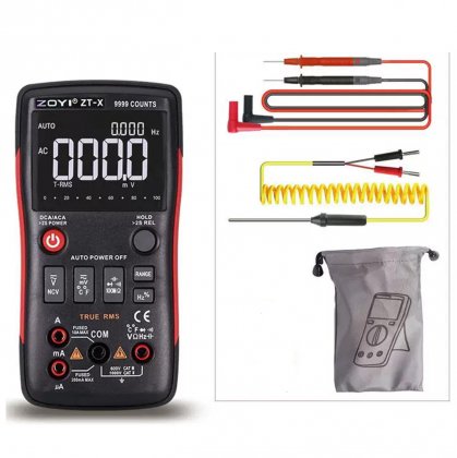 ZT-X True-RMS Digital Multimeter Button 9999 Counts With Analog Bar Graph AC/DC Voltage Ammeter Current Ohm Auto/Manual