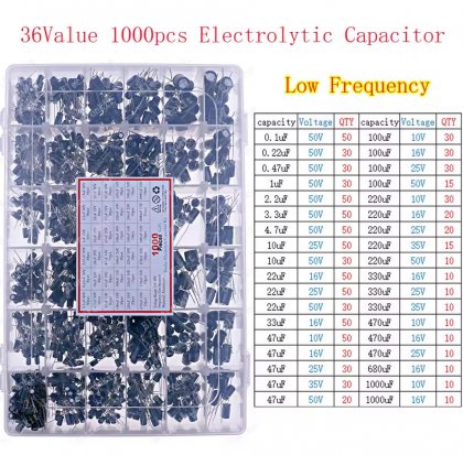 36Value x 1000pcs / DIP SMD Electrolytic Capacitors Assortment Kit 16V25V35V 50V 400V 1uF 2.2uF 4.7uF 10uF 33uF 47uF 100uF 220uF 470uF 1000uF 1500uF