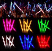 Pink/Yellow/Green/White/Blue /Red 48CM*4CM Light-Up Foam Sticks Party Concert Decor LED Soft Batons Rally Rave Glowing Wands Color Changing Flash Torch Festivals Luminous
