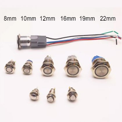8mm Waterproof Latching Maintained High Round Stainless Steel Metal Push Button Switch Light Shine Car Horn Fix 12V