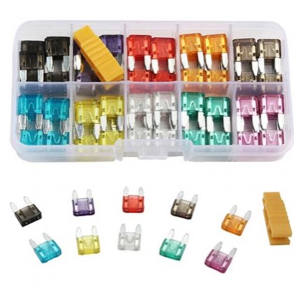 100Pcs Profile Small Size Blade Car Fuse Assortment Set for Auto Car Truck 2/3/5/7.5/10/15/20/25/30/35A Fuse with Box Send Clip