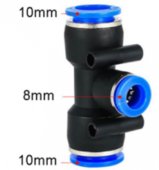 PEG 10-8 Pneumatic Fittings Fitting Plastic T Type 3-way For 8mm 10mm Tee Tube Quick Connector Slip Lock