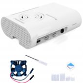 White ABS Case for Raspberry Pi 4, with Cooling Fan, screwdriver and heatsink