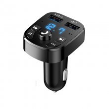 Bluetooth-compatible Version 5.0 FM Transmitter Car Player Kit Card Car Charger Quick With QC3.0 Dual USB Voltmeter & AUX IN/OUT