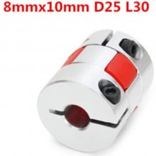 8mmx10mm Aluminum Flexible Spider Shaft Coupling OD25mm x L30mm CNC Stepper Motor Coupler Connector