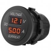 ROUND Automotive voltmeter + ammeter