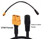 XT60 XT-60 Female Jack to DC 5.5mm x 2.5mm Female Jack Power Adapter Cable for FPV Monitor Drone Power Lead Cord 30CM