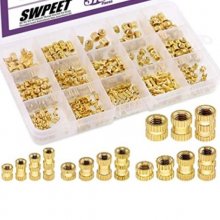 370Pcs 4 Values M2 M3 M4 M5 Female Thread Knurled Nuts Brass Threaded Insert Embedment Nuts Hydraulic Welded Joint Injection Molding Assortment Kit Perfect for 3D Printing Injection Molding
