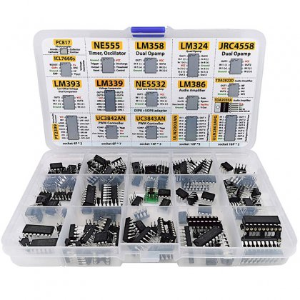 IC chip classification 150 operational amplifiers Oscillator PC817 NE555 LM358 LM324 JRC4558 LM393 LM339 NE5532 LM386 TDA2822D PT2399 UC3842AN UC3843AN ULN2003AN ULN2803APG