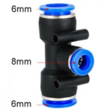 PEG 6-8 Pneumatic Fittings Fitting Plastic T Type 3-way For 6mm 8mm Tee Tube Quick Connector Slip Lock