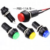 Momentary / Not-Selflock 12mm Plastic Push Button Switch Momentary Switchs 3A 150V PBS-11B 2PIN
