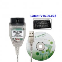 Latest V15.00.028 MINI VCI Interface FOR TOYOTA TIS Techstream MINI-VCI FT232RL Chip J2534 OBD2 Diagnostic Cable