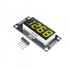 4-Digit LED Display Tube, 7-segments, TM1637, 30x14mm, Yellow , Double dots (clock)