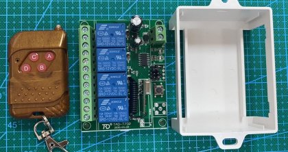 Green 12V 4-Channels Relay Remote Module