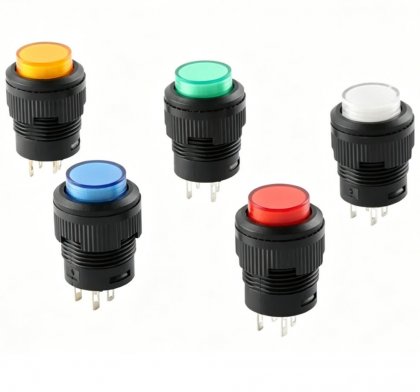 RED 4pins 16MM 3A 250V Red Self lock Button Switch R16-503AD