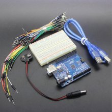Starter Kit for Newsite Uno R3 - Bundle of 5 Items: Newsite Uno R3, Breadboard, Jumper Wires, USB Cable, 9V Battery Cable