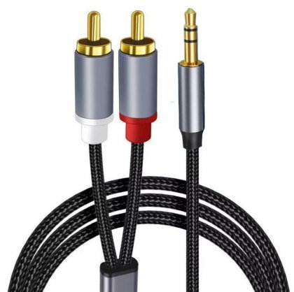 2-meter/ Audio cable divided into two audio cables ,3.5mm Audio plug, 3-section plug AUX to dual RCA head / speaker amplifier Cable