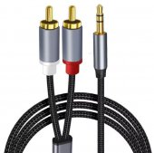 2-meter/ Audio cable divided into two audio cables ,3.5mm Audio plug, 3-section plug AUX to dual RCA head / speaker amplifier Cable