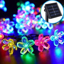 50 LEDs 7M Peach Sakura Flower Solar Lamp Power LED String Fairy Lights Solar Garlands Garden Christmas Decor For Outdoor