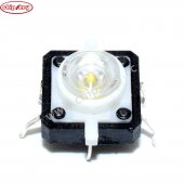 White LED 12V 12x12dip Illuminated Tactile switch with transparent button