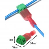 Green T4 0.5-1.5mm2 Cable / T-Tap Wire Connector Self-Stripping Quick Splice Electrical Wire Terminals Insulated Quick Disconnect Spade Terminal For Hard Wire