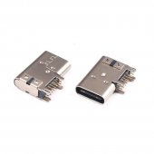 USB 3.1 Type C Connector 14 Pin Female Socket receptacle Through holes PCB Flag Type Angle 90 Degree Shield 3A 100V