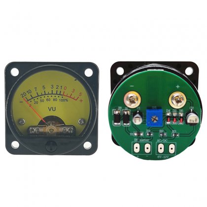 45mm Panel VU Meter 500VU with Warm Yellow Backlight Sound Pressure Meter+VU Level Audio Meter Driver Board DC/AC 6-12V input