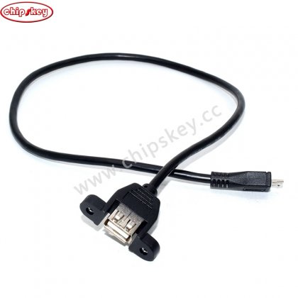 micro b male 5 pin to USB A 2.0 female extension cable panel mount screw ear 50cm cord With screw holes Baffle line