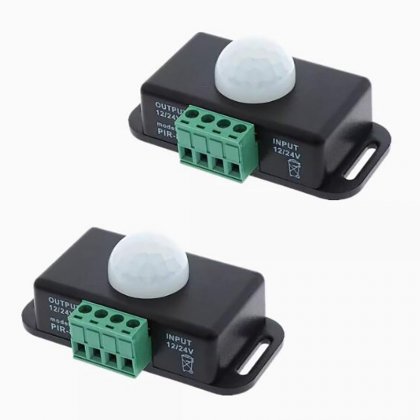 LED Motion Sensor Switch 6A 12/24V Black Adjustable Delay Time PIR Module for 5050 LED Light Strips