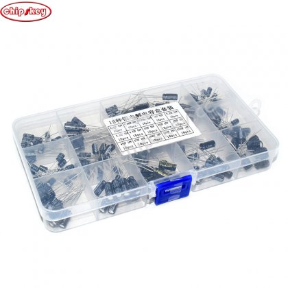 15values 200pcs Electrolytic Capacitor Organization Storage 0.1-220uF Capacitors Assortment Box Kit