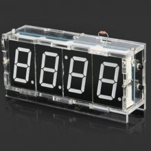 Blue 51 single-chip digital clock display kit light control, 1 inch LED digital tube electronic clock, DIY parts with shell